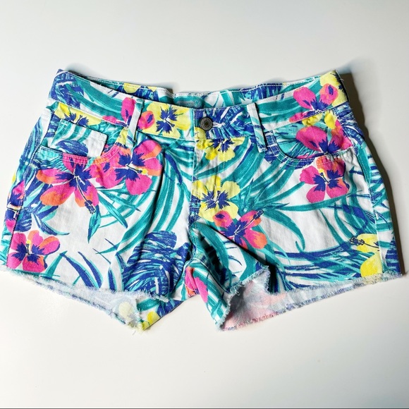 Old Navy Pants - Old Navy Women Denim Shorts Sz 2 Multicolor Diva Cut Off Tropical Colorful Jean